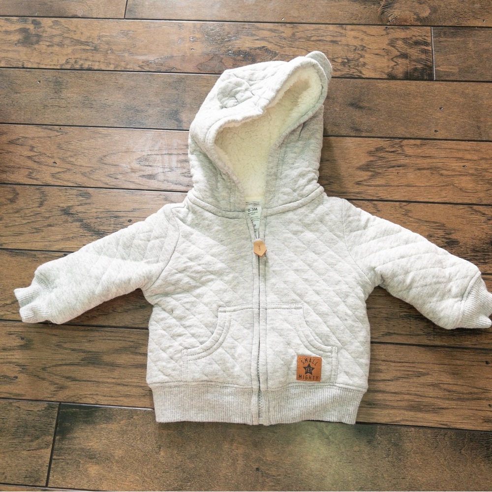 Soft Gray Quilted Kids Hoodie